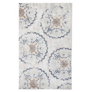 5 ft. x 8 ft. Ivory Geometric Medallion  Stain Resistant Area Rug