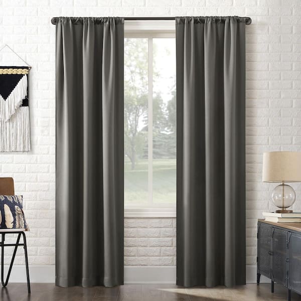 Sun Zero Bergen Theater Grade 100% Grey 63 in. L x 40 in. W Blackout Rod Pocket Curtain Panel