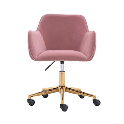 Pink Velvet Side Chair with Universal Wheel