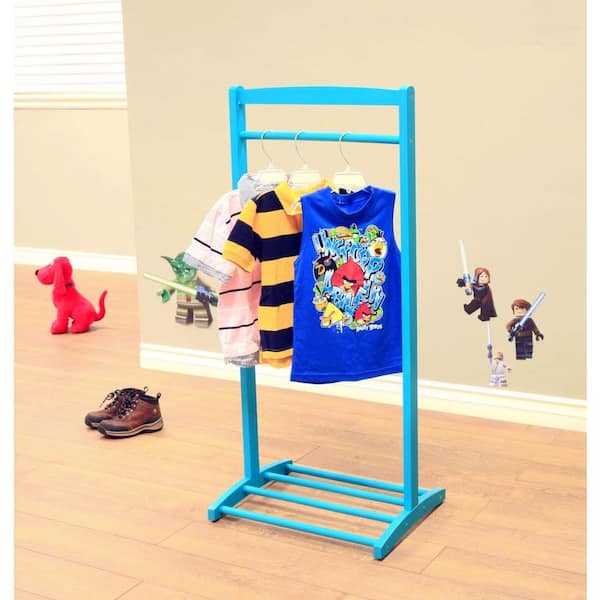 Homecraft Furniture 1-Hook Kid's Contemporary Wooden Cloths Hanger in Blue