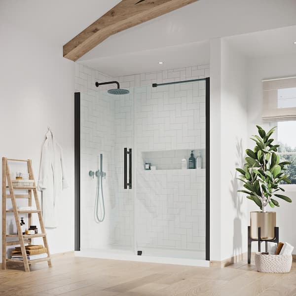 Ove Decors Pasadena 36 in. L x 32 in. W x 72 in. H Alcove Shower Kit with Pivot Frameless Shower Door in Orb and Shower Pan