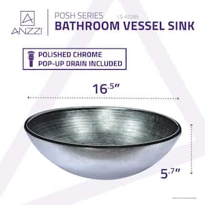 Posh Series Deco-Glass Vessel Sink in Brushed Silver