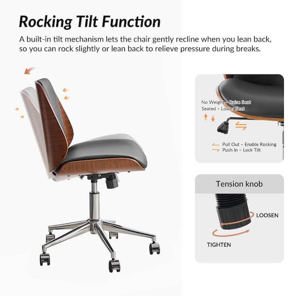 Odin Modern Faux Leather Rocking Tilt Swivel Office Chair in Black