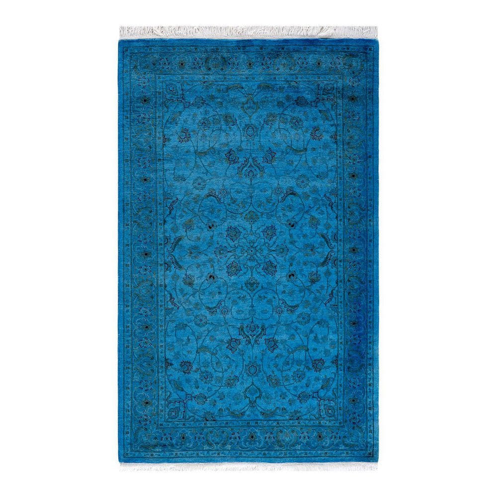 Chloe & Olivia Home Overdyed Blue 3 ft. 1 in. x 5 ft. 1 in. Wool Indoor ...