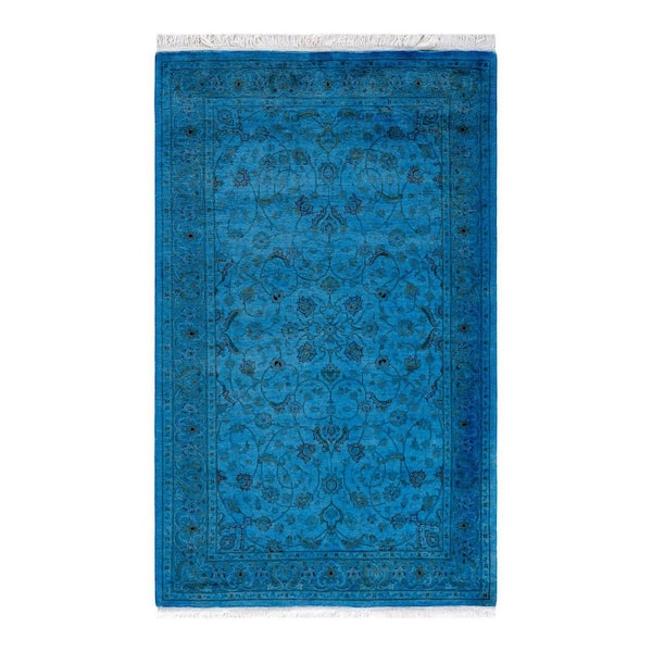 Overdyed Blue 3 ft. 1 in. x 5 ft. 1 in. Wool Indoor Area Rug