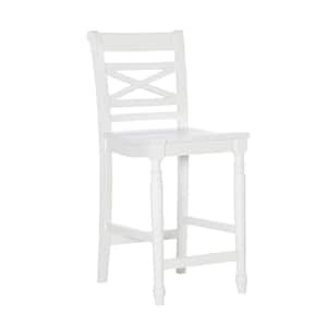 Primark White Wood Counter Stool with Plank Style Seat