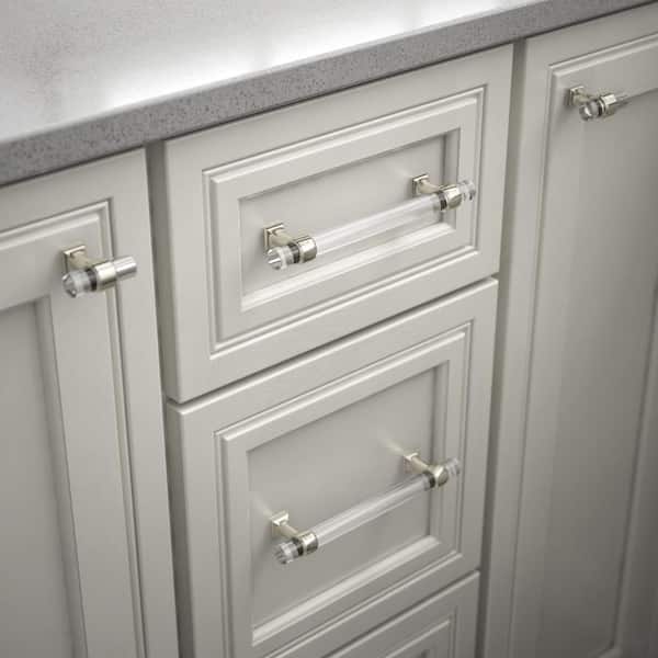 Acrylic Bar 5-1/16 in. (128 mm) Modern Polished Nickel and Clear Cabinet Drawer Pull