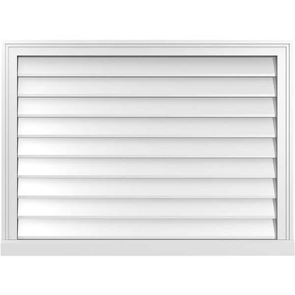 Ekena Millwork 38 in. x 28 in. Vertical Surface Mount PVC Gable Vent: Decorative with Brickmould Sill Frame