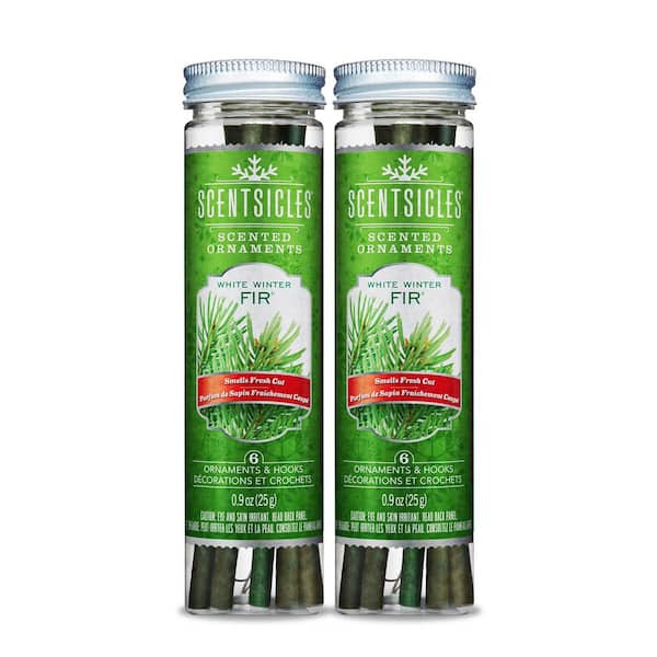 Scented Ornaments, 6ct Bottle, White Winter Fir, Fragrance-Infused Paper Sticks, 2 Pack