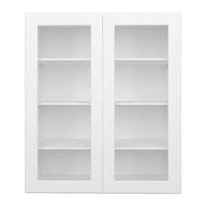 30 in. W x 12 in. D x 42 in. H in Shaker White Ready to Assemble Wall Kitchen Cabinet with No Glasses