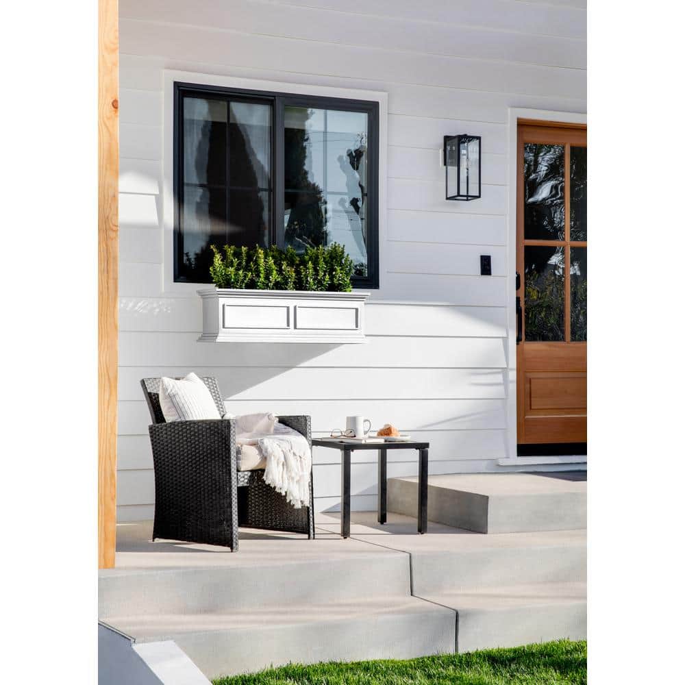 White 36" Recycled Plastic Railing Window Box Planter