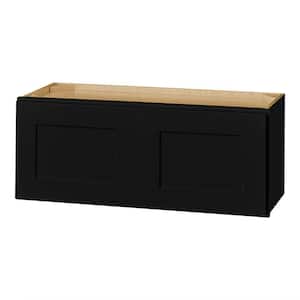 Avondale 30 in. W x 12 in. D x 12 in. H Ready to Assemble Plywood Shaker Wall Bridge Kitchen Cabinet in Raven Black