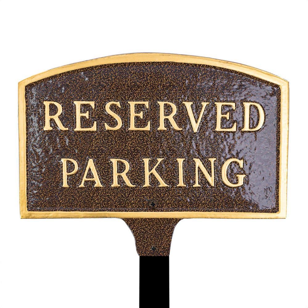 5.5 in. x 9 in. Small Arch Reserved Parking Statement Plaque Sign with Lawn Stake - Hammered Bronze product image for price tracking