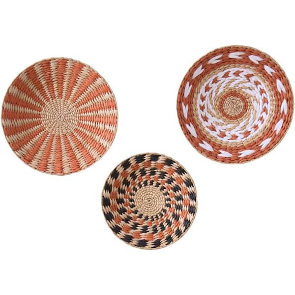 Brown 9.84 in. x 9.84 in. Rustic and Farmhouse Boho Wall Basket Wall Art