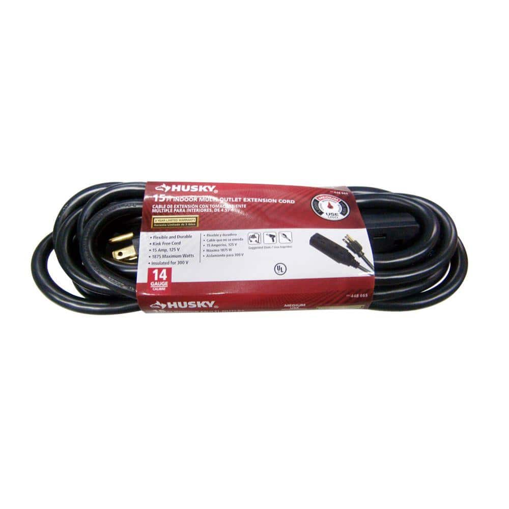 Hdx Ft Indoor Multi Outlet Banana Tap Extension Cord Black