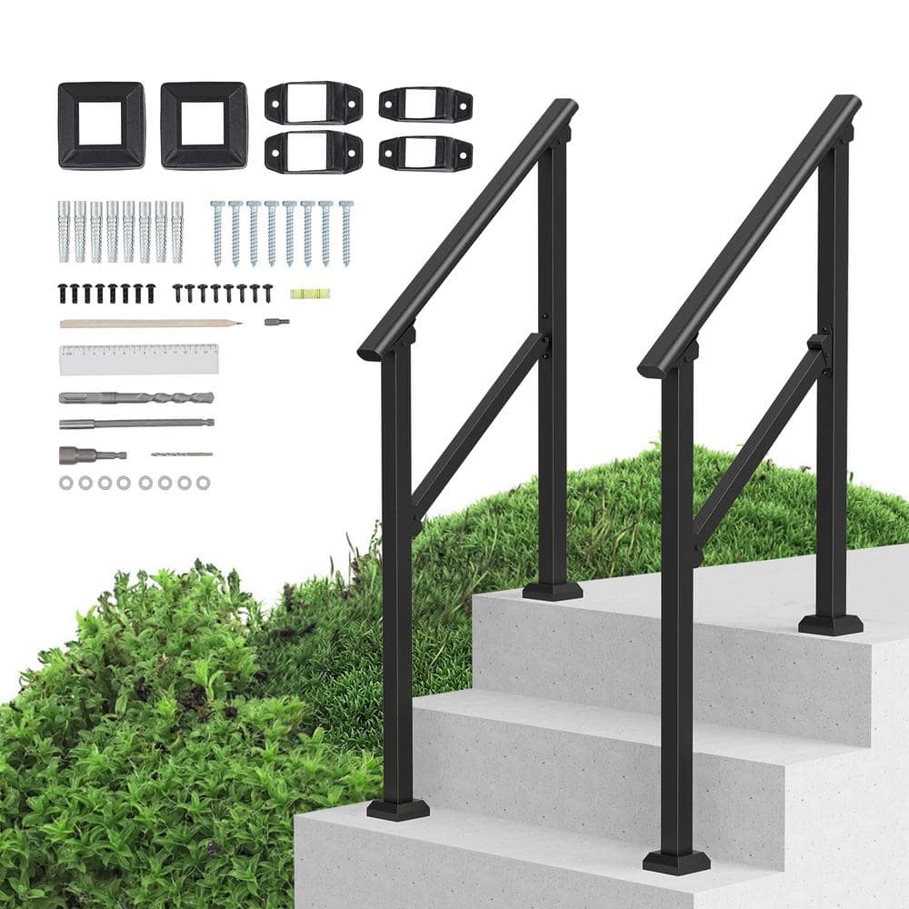 Black Stainless Steel Outdoor Stair Handrail Kit