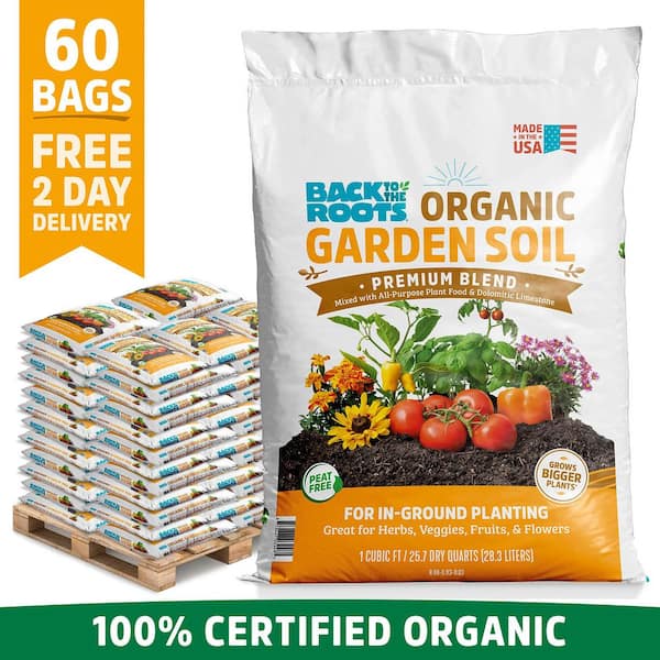 Organic Bulk Garden Soil Pallet (60 1 cu. ft. Bags) Peat-Free, Blended with Organic Fertilizer