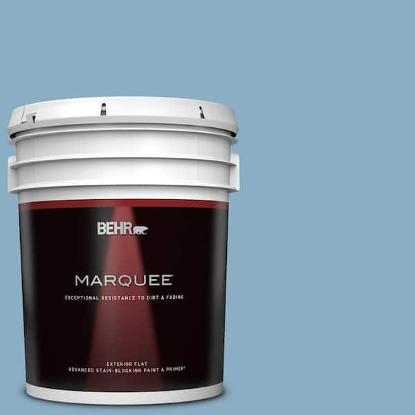BEHR MARQUEE 5 gal. #S500-4 Chilly Blue Flat Exterior Paint & Primer