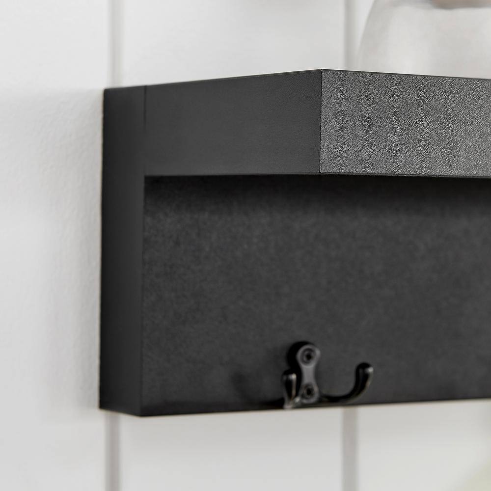 Black Wall Mounted Entryway Coat Rack with Shelf and Hooks
