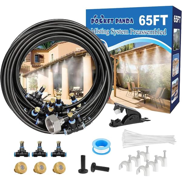 Misopily 65 ft. Pre-Assembled Outdoor Water Misting Cooling System for Backyard, Patio, Garden and Trampoline