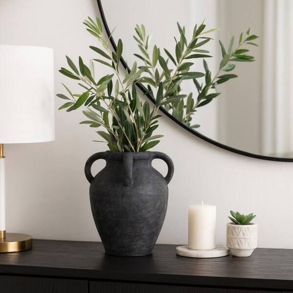 Insulator Vases for Cor Unum ブラック Liv & Skye 12 in. Black Ceramic Multi Sculpted Handle Decorative