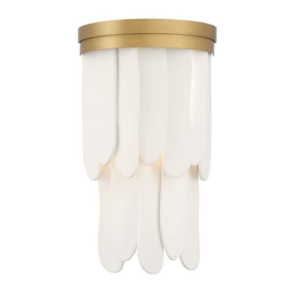 Briscade 1-Light Painted Legacy Brass Wall Sconce with White Organic Ceramic Panels
