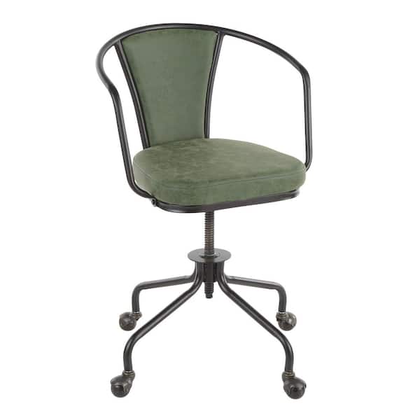 Lumisource Oregon Industrial Green Faux Leather Upholstered Task Chair