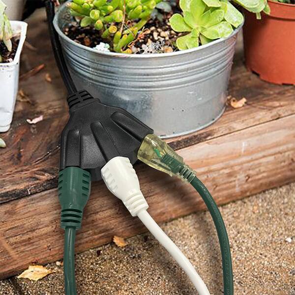 Epicord 3-Outlet Outdoor Extension Cord With Waterproof Cover – 13A, 120V, 300 Joules