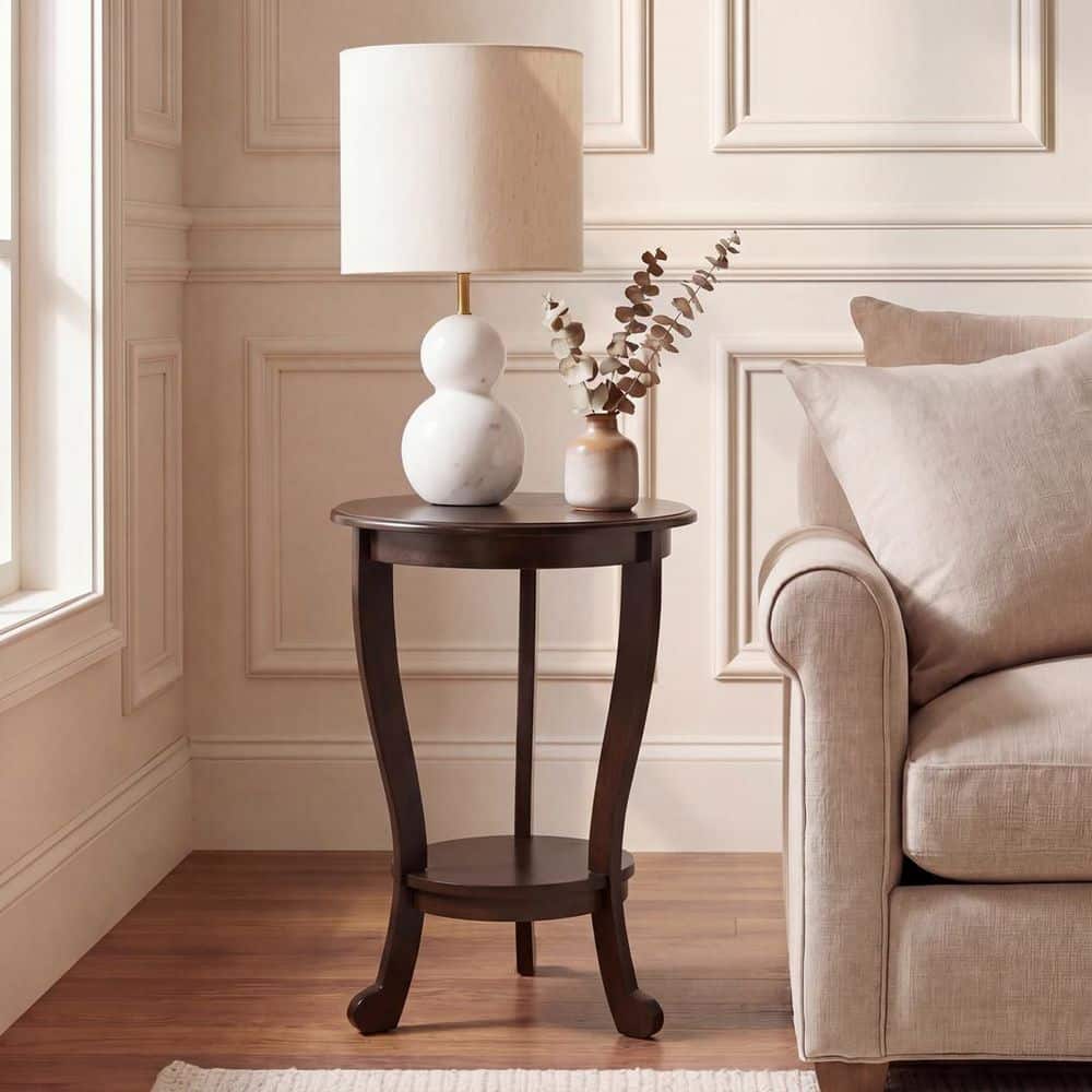 Mary 18.1 in. Dark Chocolate Round Wood End Table