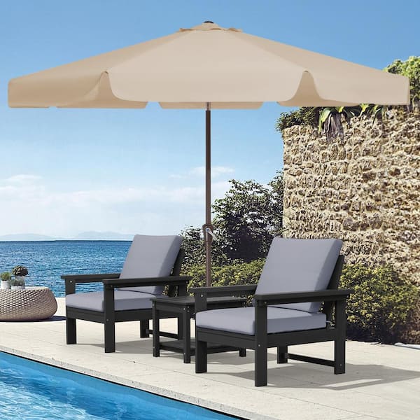 9 ft. Steel Market Crank and Tilt Outdoor Patio Umbrella in Beige