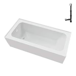 60 in. x 30 in. Soaking Acrylic Alcove Bathtub with Right Drain in Glossy White, External Drain in Glossy White
