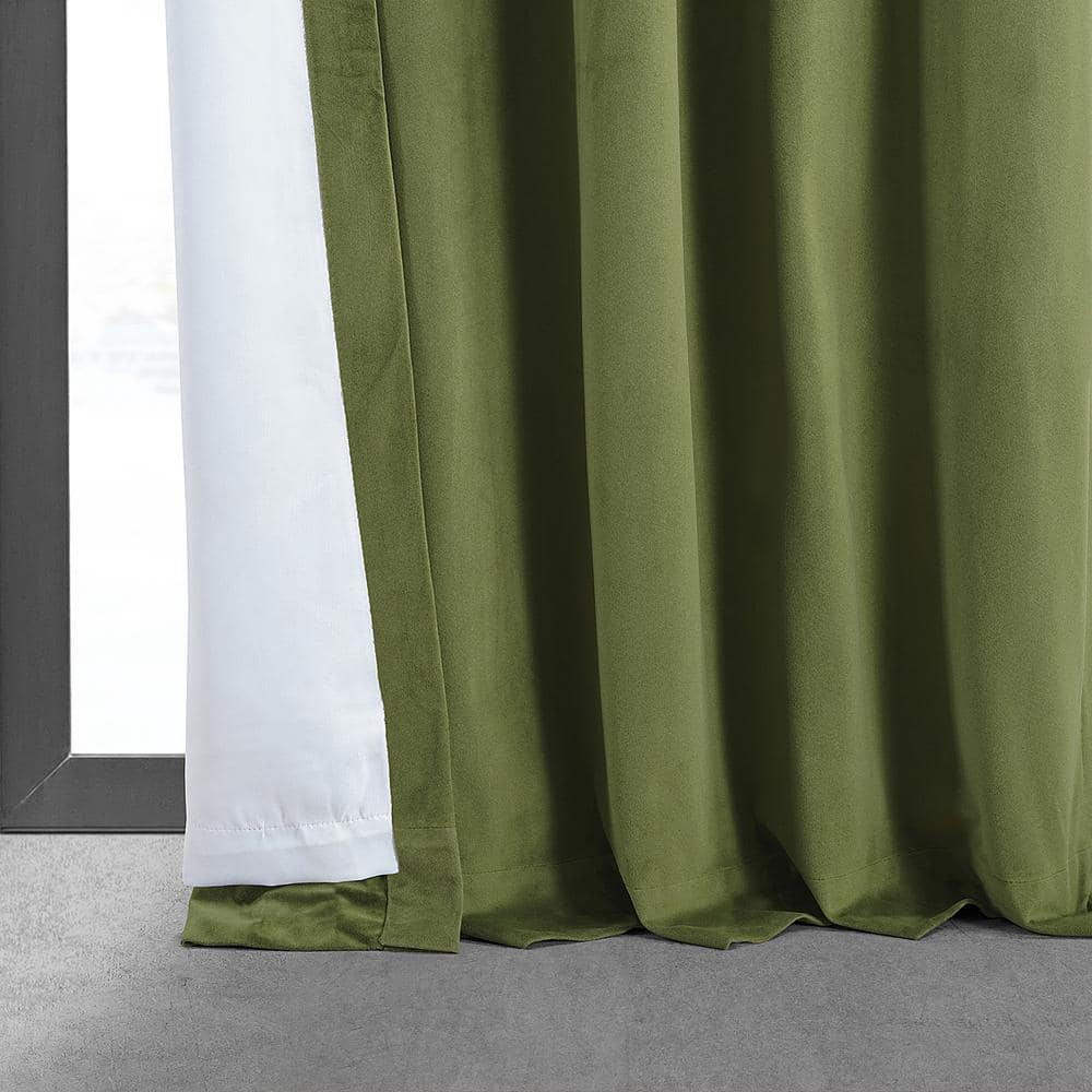 Basque Green Velvet Blackout Curtain Panel, 50" x 96"