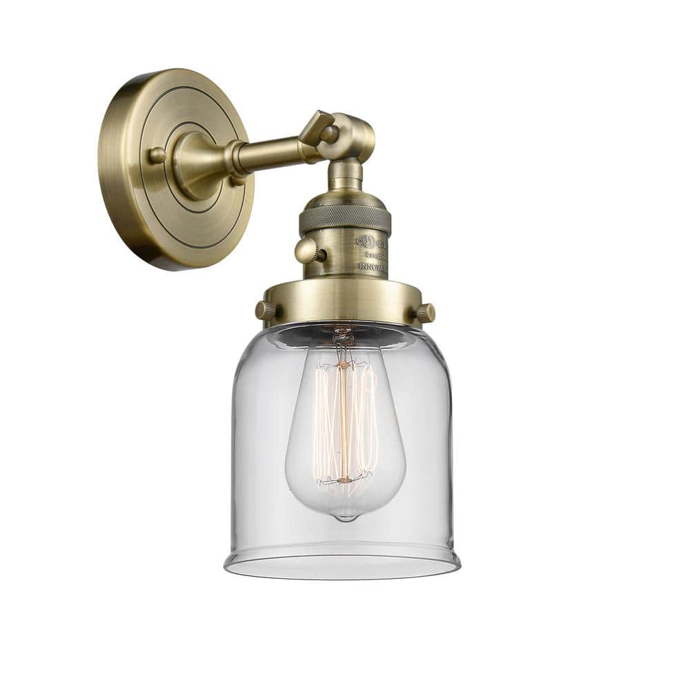 Bell 1-Light Clear, Antique Brass Wall Sconce with Clear Glass Shade price history on PriceWatchPro