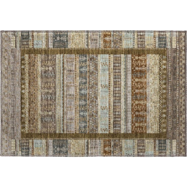 Mayfield Premium Machine Washable Abstract AMF2160 Brown 2 ft. x 3 ft. Accent Rug