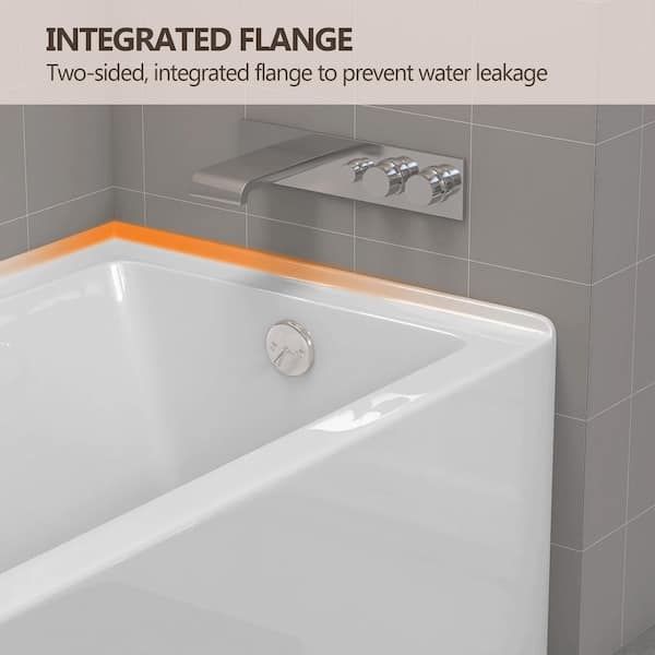 Zeafive Tco 59.75 in. x 30 in. Apron Front Soaking Bathtub with