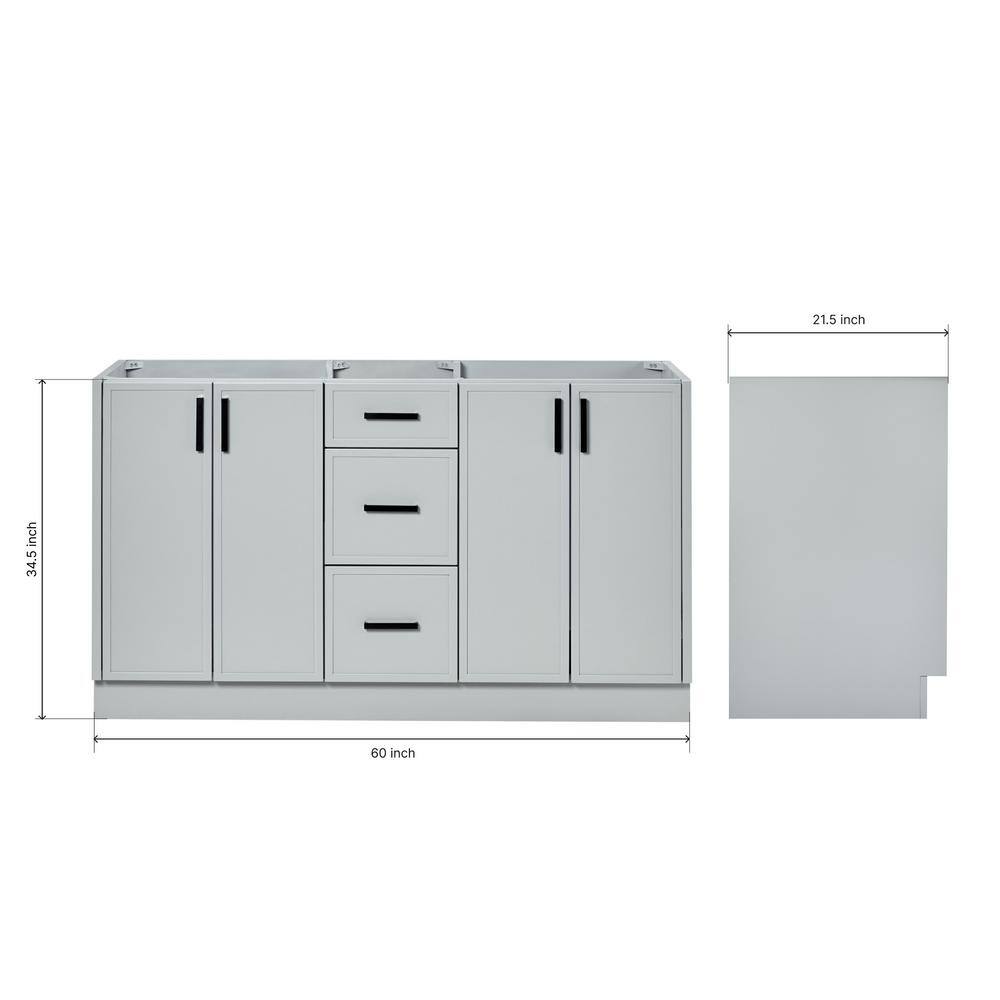 Kelly 60-inch Light Gray Wood Double Freestanding Vanity Cabinet