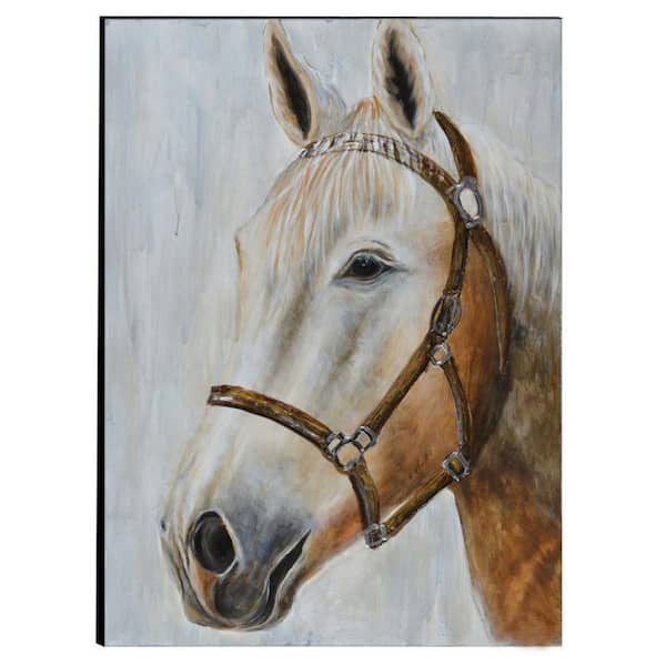 THE URBAN PORT 29.53 in. x 39.37 in. Horse Hand Painted Wood Wall Art Decor