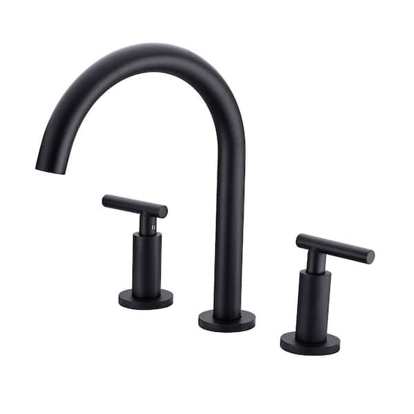 Unbranded 8 in. Widespread Double Handle 3 Hole Bathroom Sink Faucet in Matte Black