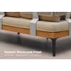 Close-up of the realistic wood-look finish on the furniture base.