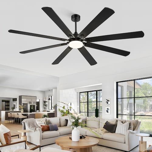 80 in. Indoor/Covered Outdoor Black Bright LED Modern Ceiling Fan with Light Kit and Remote Control Dual-Finish Blades Lighting
