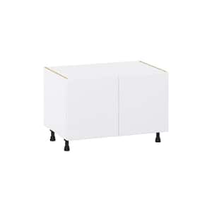 Fairhope Bright White Slab Assembled Apron Front Sink Base Kitchen Cabinet (36 in. W x 24.5 in. H x 24 in. D)