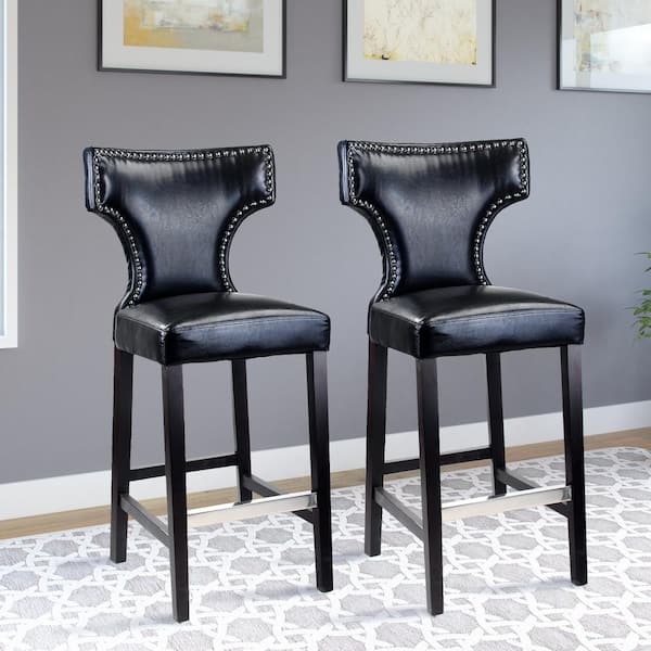 Antonio 29 in. Black Bonded Leather Bar Stool (Set of 2)