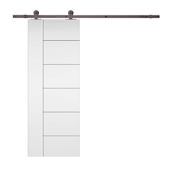 CALHOME Metropolitan 30 in. x 80 in. White Stained Composite MDF Paneled Interior Sliding Barn Door with Hardware Kit