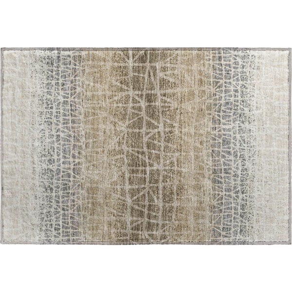 Mayfield Premium Machine Washable Abstract AMF2404 Ivory 2 ft. x 3 ft. Accent Rug