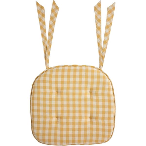 Buzzy Bees Vintage Yellow Antique White Check Chair Pad