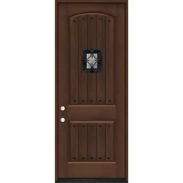 Steves & Sons 36 in. x 96 in. 2-Panel Right-Hand/Inswing Hickory Stain Fiberglass Prehung Front Door with 4-9/16 in. Jamb Size