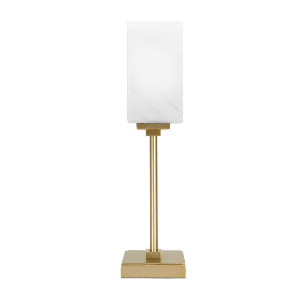 Quincy 17.5 in. New Age Brass Bedside Accent Lamp with 3.5 Square White 