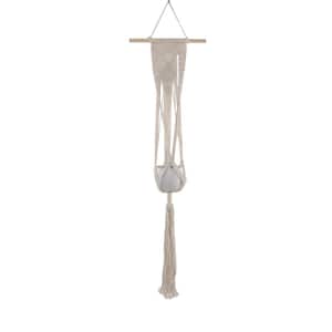 33 in. H Hanging Macrame with 4 in. Matte White Ceramic Pot