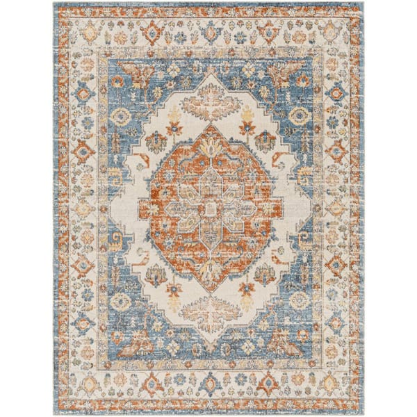 Livabliss Lillian Rust Doormat 2 ft. x 4 ft. Medallion Machine-Washable Indoor Area Rug