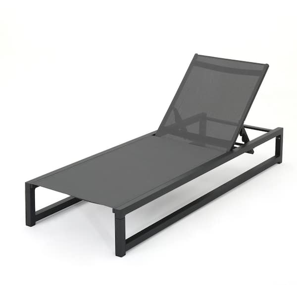 Modesta Black 1-Piece Aluminum and Outdoor Mesh Outdoor Chaise Lounge